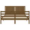 Honey Brown King Size Bed Frame with Headboard - Solid Wood