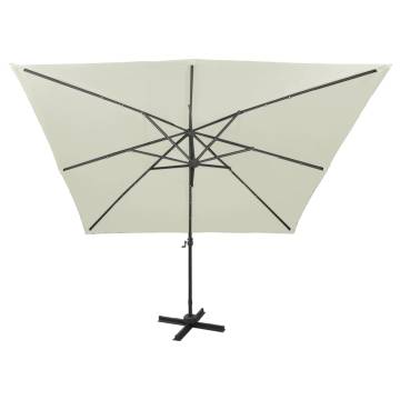 Cantilever Umbrella with LED Lights - 300 cm Sand | Hipo Market