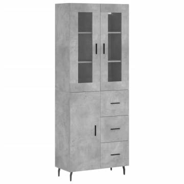 Concrete Grey Highboard | Stylish Storage Solution 69.5x34x180 cm