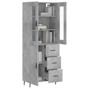 Concrete Grey Highboard | Stylish Storage Solution 69.5x34x180 cm