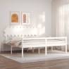 White Bed Frame with Headboard 200x200 cm - Solid Pine Wood