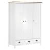 3-Door Wardrobe Hill White 127x50x170 cm Solid Pine Wood Colour white and brown Quantity in Package 1 Amount 