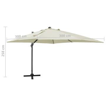 Cantilever Umbrella with LED Lights - 300 cm Sand | Hipo Market