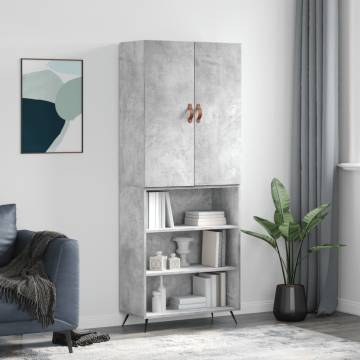 Stylish Highboard Concrete Grey | 69.5x34x180 cm | HipoMarket