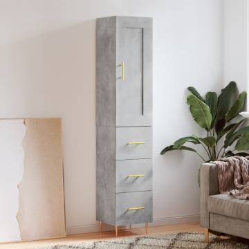 Stylish Highboard Concrete Grey | 34.5x34x180 cm | Hipomarket