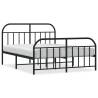 Metal Bed Frame with Headboard & Footboard - Black 140x200 cm