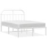 Elegant White Metal Bed Frame with Headboard - 120x200 cm