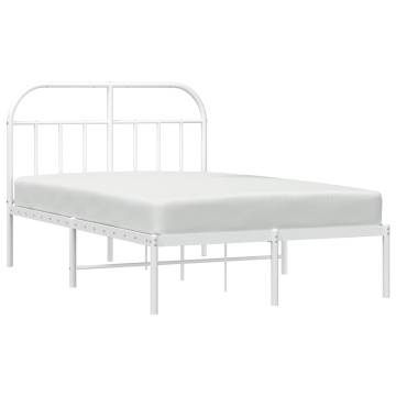 Elegant White Metal Bed Frame with Headboard - 120x200 cm