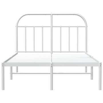 Elegant White Metal Bed Frame with Headboard - 120x200 cm