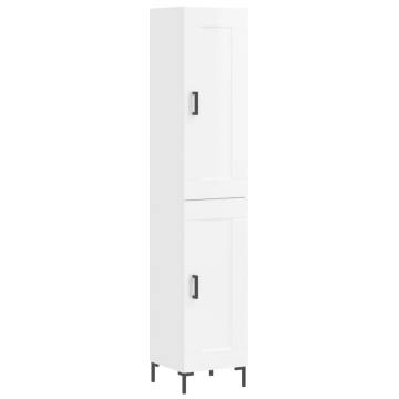 Stylish Highboard High Gloss White - 34.5x34x180 cm