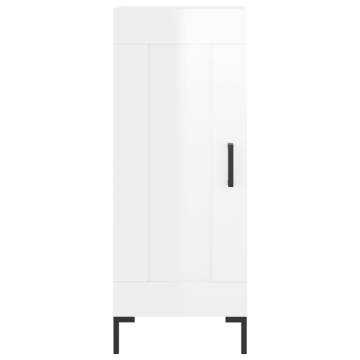 Stylish Highboard High Gloss White - 34.5x34x180 cm