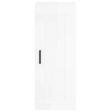 Stylish Highboard High Gloss White - 34.5x34x180 cm