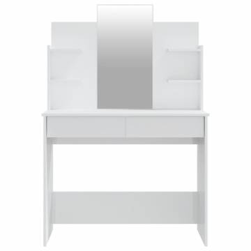 Dressing Table with Mirror - High Gloss White 96x40x142 cm