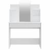 Dressing Table with Mirror - High Gloss White 96x40x142 cm