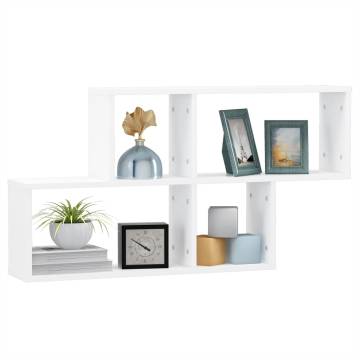 Stylish White Wall Shelf - 100x18x53 cm Engineered Wood