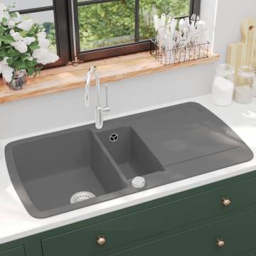 Granite Kitchen Sink Double Basin Grey - Durable & Stylish