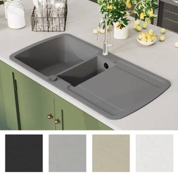 Granite Kitchen Sink Double Basin Grey - Durable & Stylish