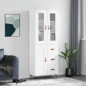 Stylish Highboard White 69.5x34x180 cm | Durable Engineered Wood