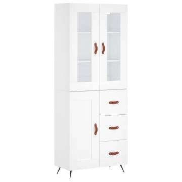 Stylish Highboard White 69.5x34x180 cm | Durable Engineered Wood