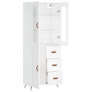 Stylish Highboard White 69.5x34x180 cm | Durable Engineered Wood