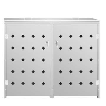 Double Wheelie Bin Shed 240L - Stainless Steel | HipoMarket