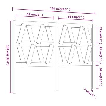 Stylish Solid Wood Pine Bed Headboard - 126x4x100 cm