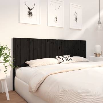 Stylish Black Bed Headboard - Solid Pine Wood | HipoMarket