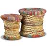 Stylish Chindi Stools - 2 pcs Multicolour Bamboo for Living Space