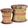 Stylish Chindi Stools - 2 pcs Multicolour Bamboo for Living Space