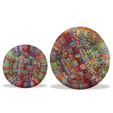 Stylish Chindi Stools - 2 pcs Multicolour Bamboo for Living Space