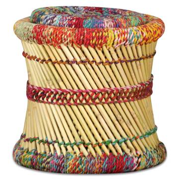 Stylish Chindi Stools - 2 pcs Multicolour Bamboo for Living Space