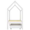 Kids Bed Frame with Drawer - White Pine Wood, 70x140 cm