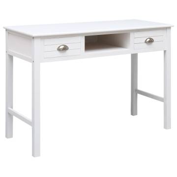 Stylish White Desk 108x45 cm - Solid Paulownia Wood | Hipomarket