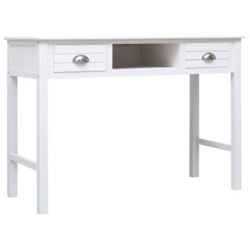 Stylish White Desk 108x45 cm - Solid Paulownia Wood | Hipomarket