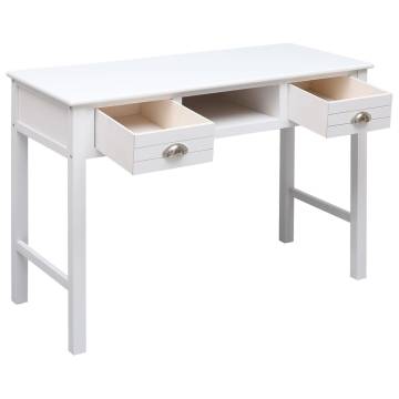 Stylish White Desk 108x45 cm - Solid Paulownia Wood | Hipomarket