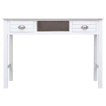 Stylish White Desk 108x45 cm - Solid Paulownia Wood | Hipomarket