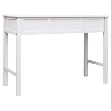 Stylish White Desk 108x45 cm - Solid Paulownia Wood | Hipomarket