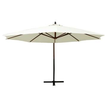 Hanging Parasol with Wooden Pole 350 cm - Sand White