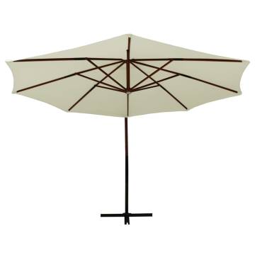 Hanging Parasol with Wooden Pole 350 cm - Sand White