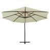 Hanging Parasol with Wooden Pole 350 cm - Sand White