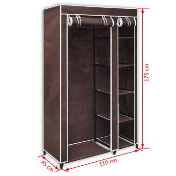 Durable Brown Fabric Wardrobe - Space Saving Design