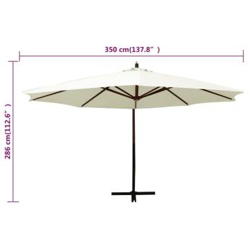 Hanging Parasol with Wooden Pole 350 cm - Sand White