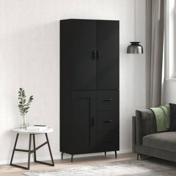 Stylish Highboard Black - 69.5x34x180 cm Engineered Wood