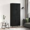 Highboard Black 69.5x34x180 cm Engineered Wood Colour black Quantity in Package 1 Model 1 wood door 3 drawers 