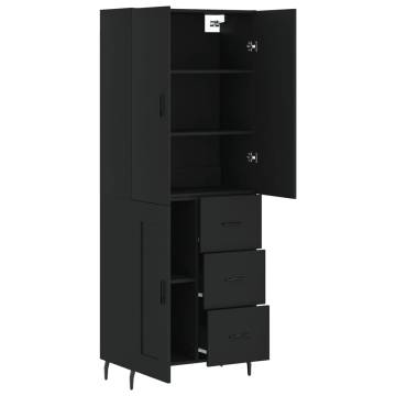 Stylish Highboard Black - 69.5x34x180 cm Engineered Wood