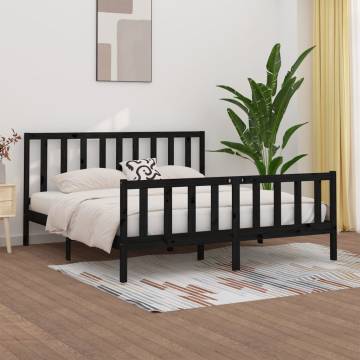 Black Solid Wood Bed Frame 180x200 cm Super King Size