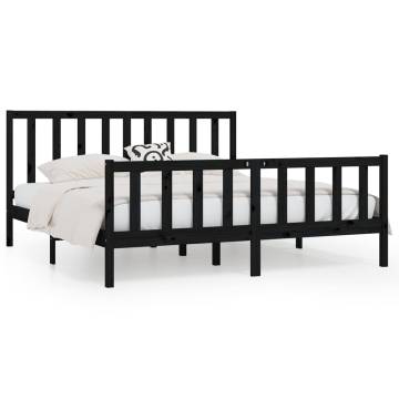 Black Solid Wood Bed Frame 180x200 cm Super King Size