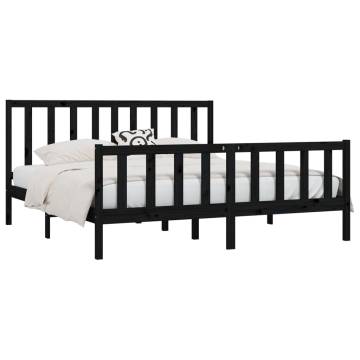 Black Solid Wood Bed Frame 180x200 cm Super King Size