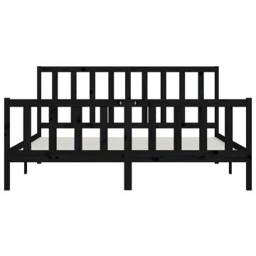 Black Solid Wood Bed Frame 180x200 cm Super King Size