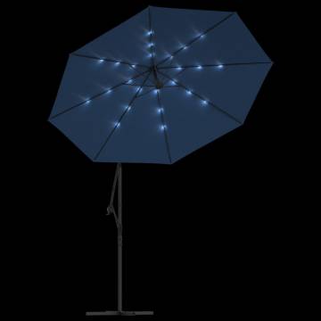 Cantilever Umbrella with LED Lights - 300 cm Azure | Hipomarket